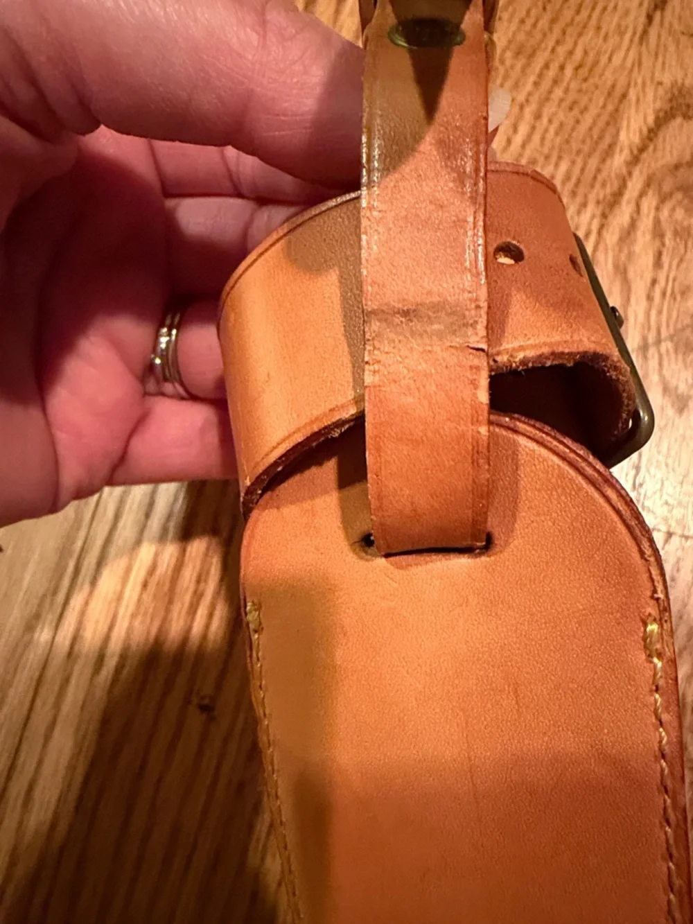 Louis Vuitton Brown Leather Luggage Tag with Strap